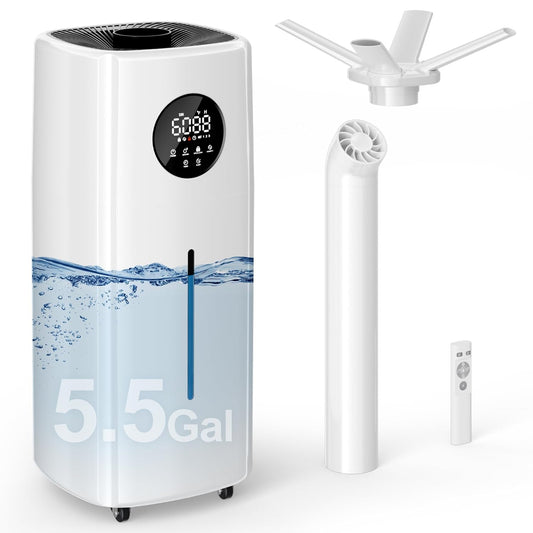 Uthfy 5.5Gal/21L Humidifier for Large Room 3000sq.ft, 2000ml/h Dual 360° Nozzles Ultrasonic Humidifiers
