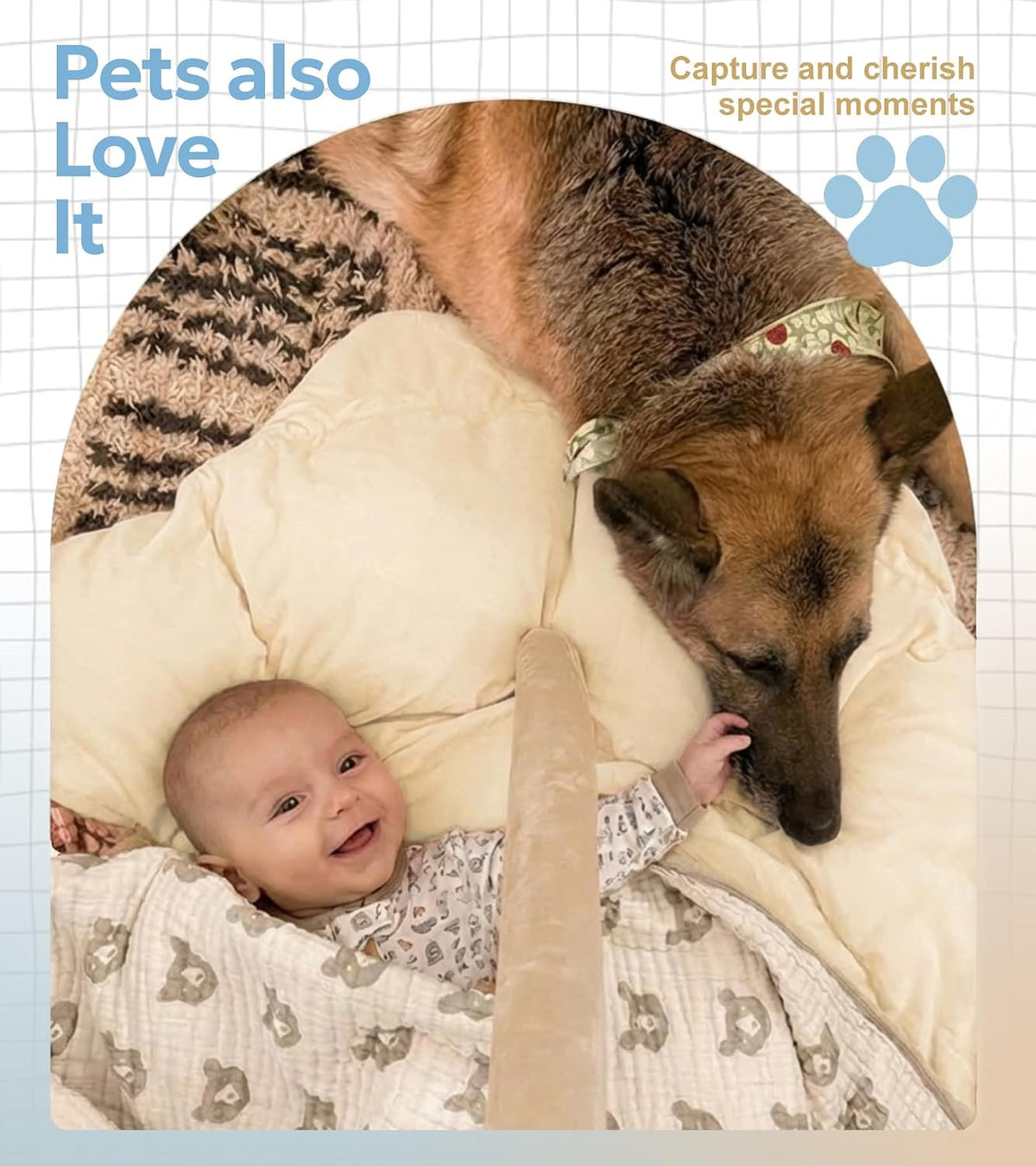 Mallify 5-in-1 Thick & Plush Baby Play Gym, Baby Play Mats (Cream)