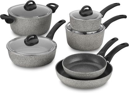 New Ballarini Parma Plus Nonstick Cookware Set, 10 Piece (Grey)