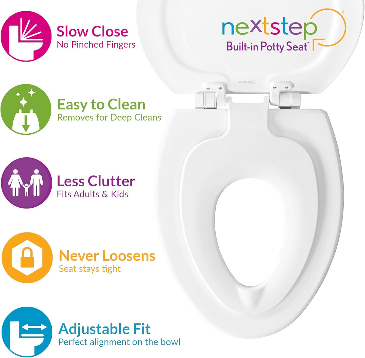 New Mayfair NextStep 2-in-1 Toilet Seat with Toddler Potty Seat - Round (White)