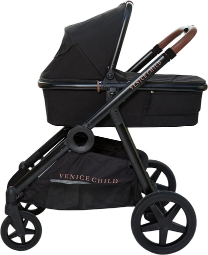 New Venice Child Maverick Single-to-Double Convertible Stroller and Bassinet (Eclipse Black)