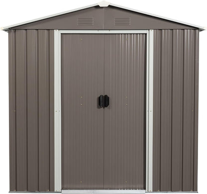 New Metal Garden Shed with Floor Frame with Sliding Door 6.4 x 4.3ft