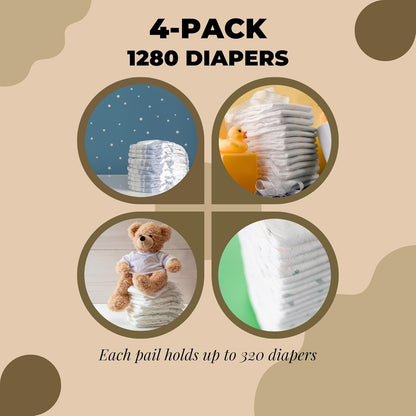 Diaper Genie Compatible Refill Bags - 4-Pack, 1280-Count Pail Refills