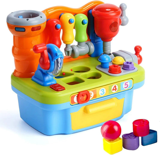 New Woby Multifunctional Musical Learning Tool Workbench for Kids with Shape Sorter
