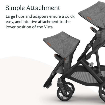 New UPPAbaby RumbleSeat V3 Second Lower Seat - Compatible with Vista V2 and Vista V3 | Jake (Charcoal/Carbon Frame/Black Leather)