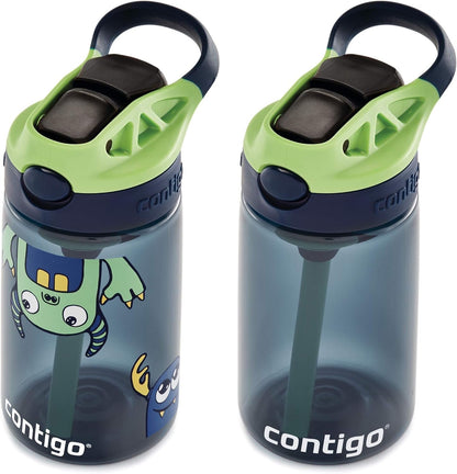 New Contigo Aubrey Kids Water Bottle (Blueberry & Monsters, 14 oz, Pack of 2)