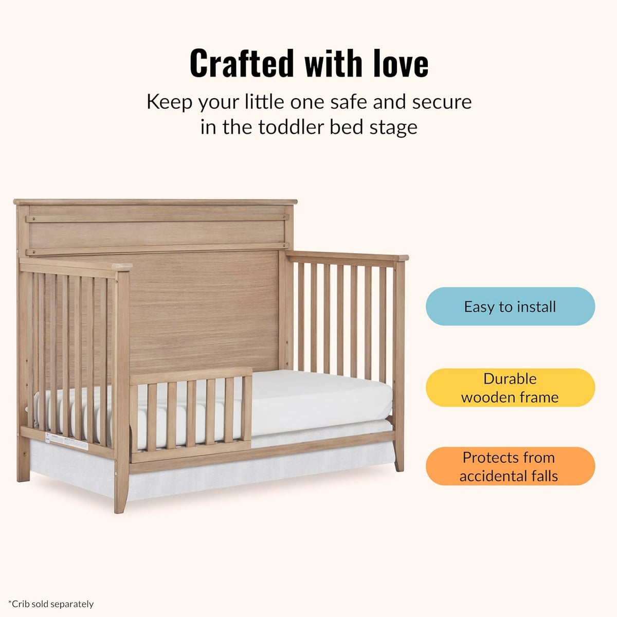 New Dream On Me Toddler Guard Rail for Convertible Crib (Sand Dunes)