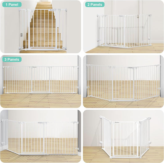 New COMOMY 80" Extra Wide Baby Gate, Dog Gate (30" Tall, White)