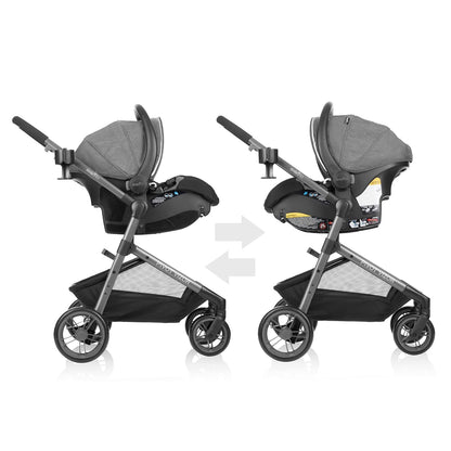 New Evenflo Pivot Vizor Travel System with Car Seat (Black Chasse)