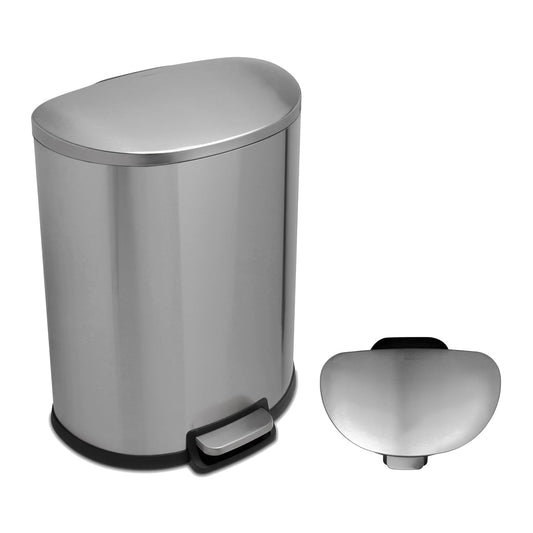 New QUALIAZERO Step Trash Can, Stainless Steel