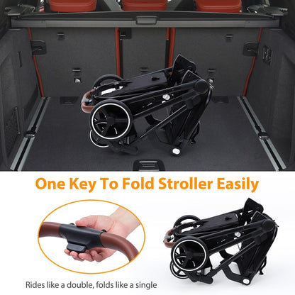 Double Tandem Stroller for Newborn & Toddler (Black)