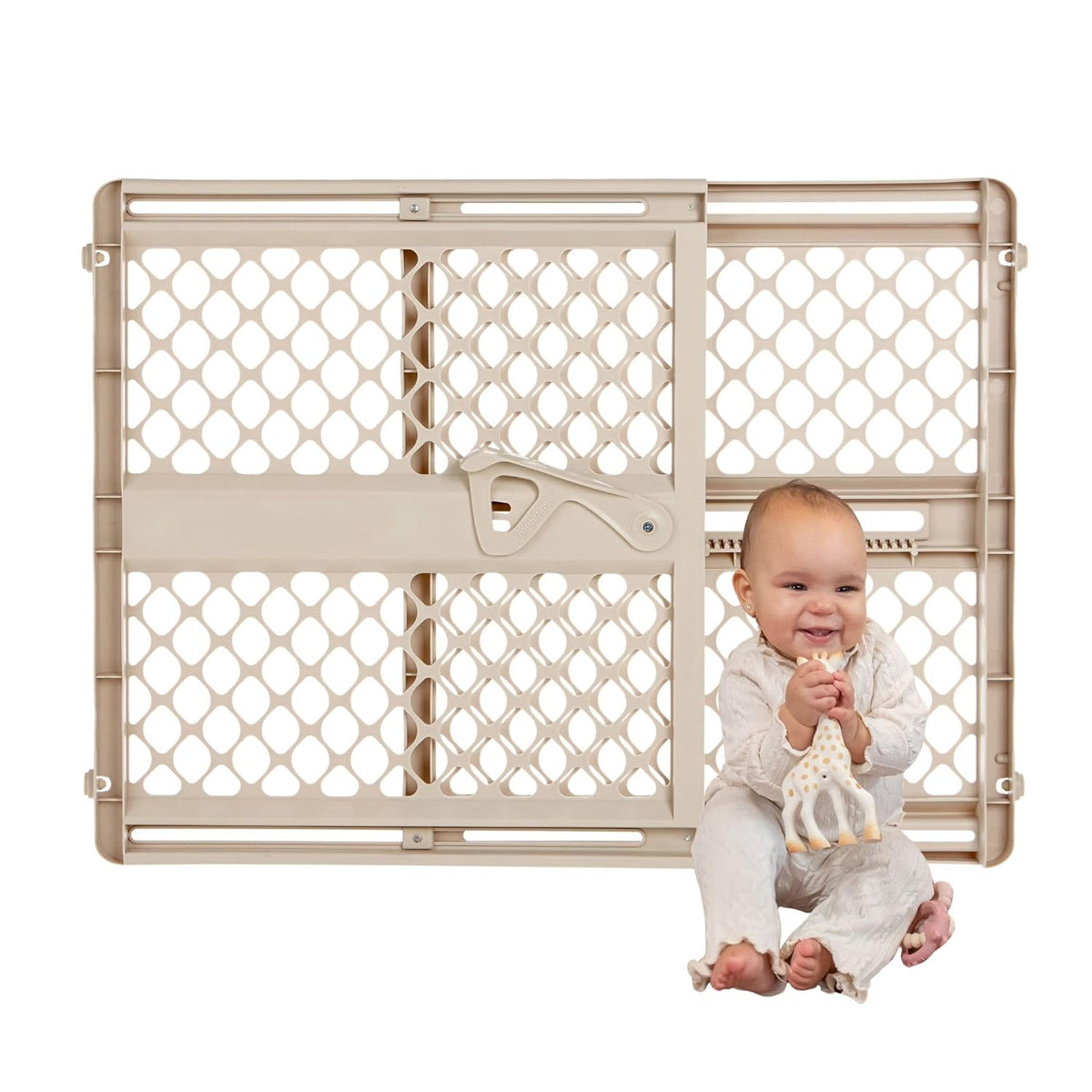 FINAL SALE New Toddleroo Supergate Ergo Plastic Child Gate 26" Tall, 26" to 42" Wide (Sand)