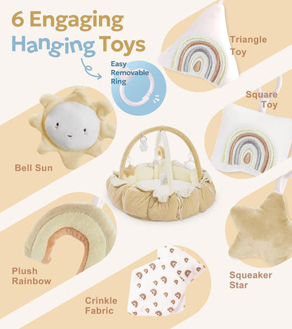 Mallify 5-in-1 Thick & Plush Baby Play Gym, Baby Play Mats (Cream)