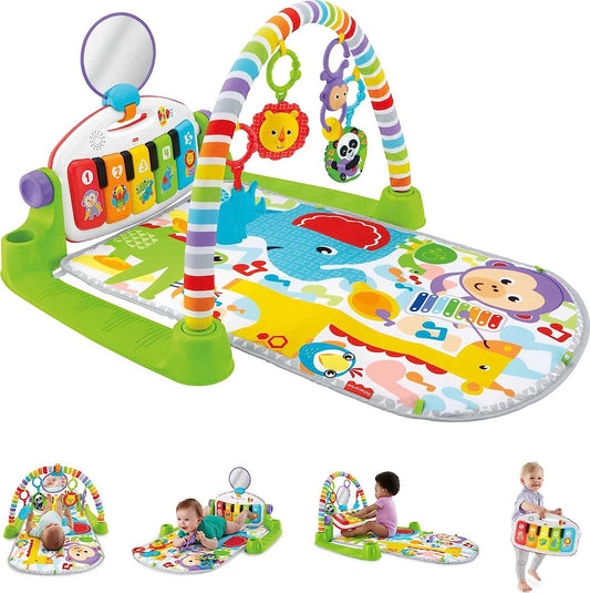 New - Fisher-Price Deluxe Kick & Play Piano Gym Playmat - Green