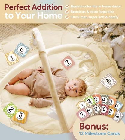 Mallify 5-in-1 Thick & Plush Baby Play Gym, Baby Play Mats (Cream)