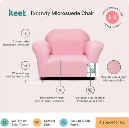 New Keet Roundy Toddler Armchair with Microsuede Upholstery (Pink)