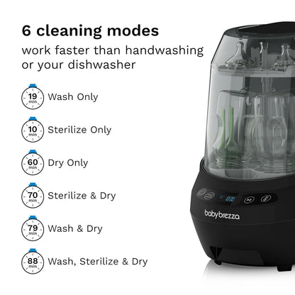 New Baby Brezza Bottle Washer Pro - Baby Bottle Washer, Sterilizer + Dryer (Black)