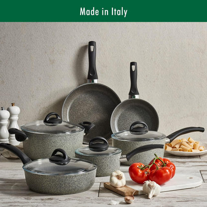 New Ballarini Parma Plus Nonstick Cookware Set, 10 Piece (Grey)