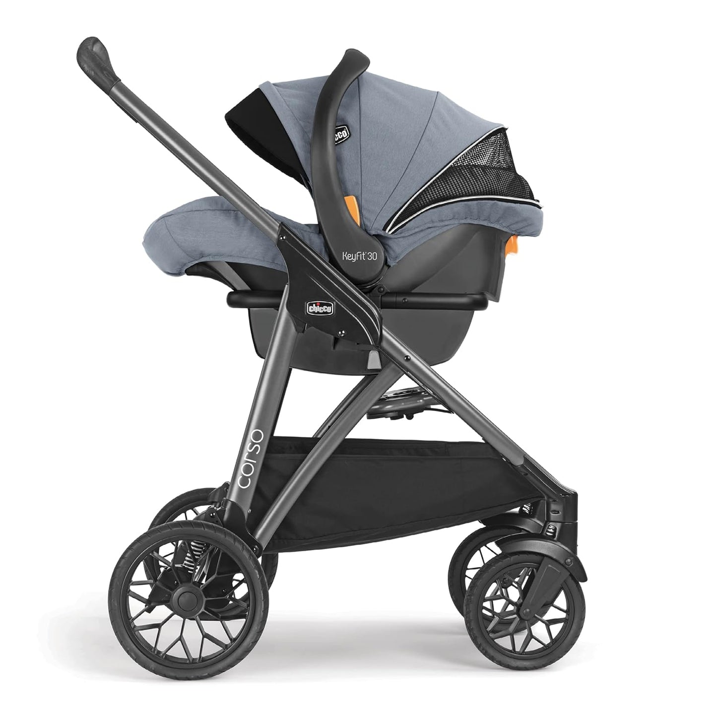 New Chicco Corso Modular Travel System with KeyFit 30 Zip Infant Car Seat (Silverspring/Grey)