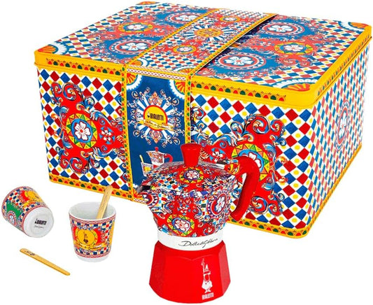 Bialetti Dolce & Gabbana Mocha Express & Espresso Cup Set, Direct Fire (Coffee Maker, Espresso Maker, Makinetta)