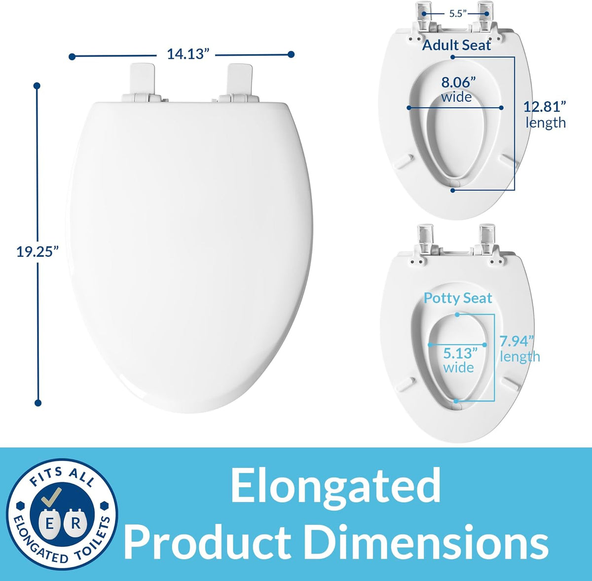 Mayfair NextStep Toilet Seat with Built-In Potty Training Seat (Elongated, White)
