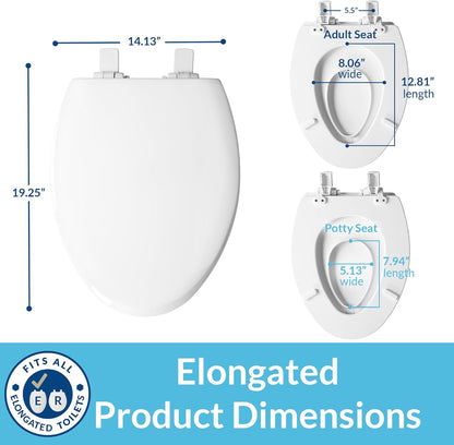 Mayfair NextStep Toilet Seat with Built-In Potty Training Seat (Elongated, White)