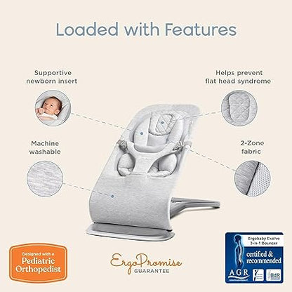 New Ergobaby Evolve 3-in-1 Bouncer (Soft Olive)