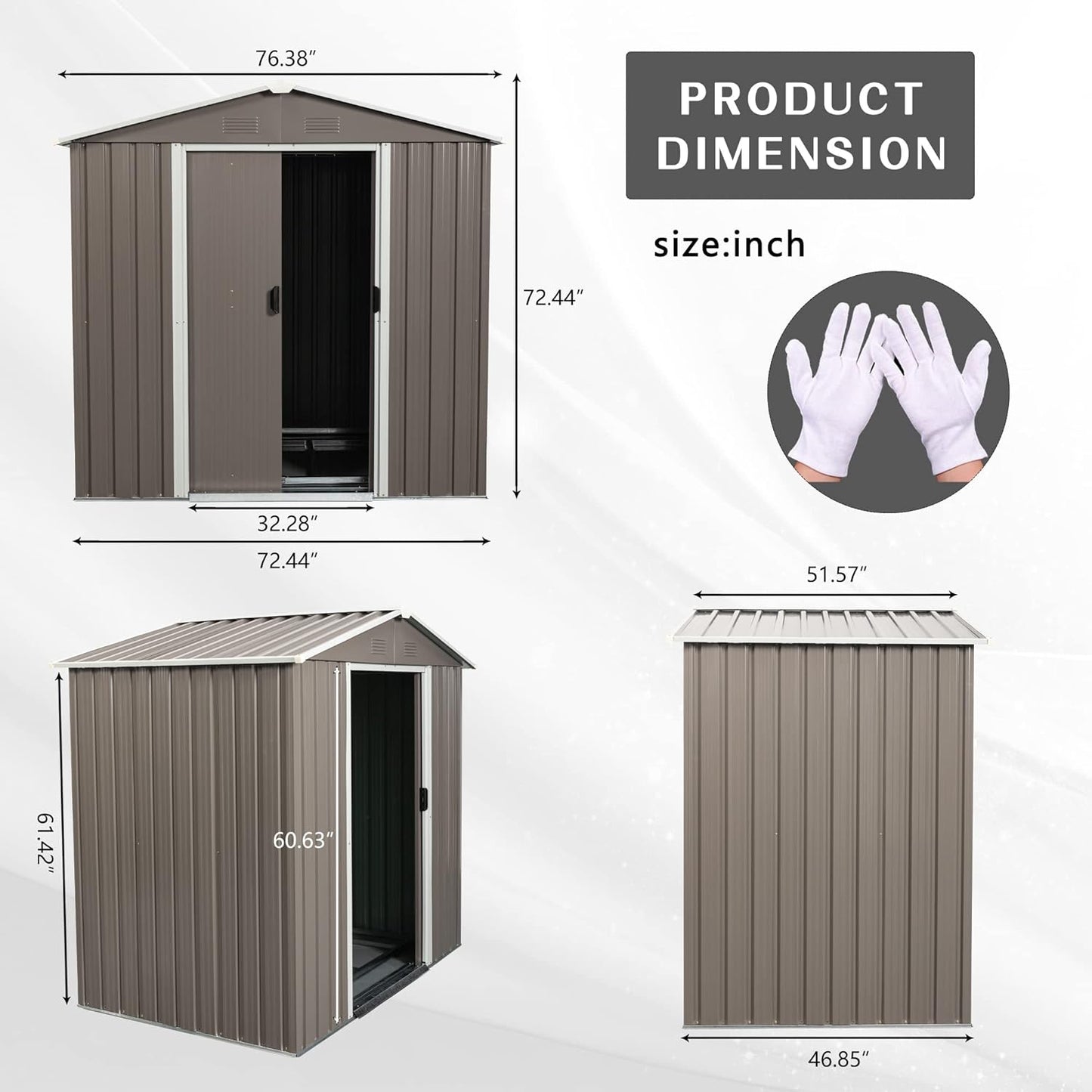 New Metal Garden Shed with Floor Frame with Sliding Door 6.4 x 4.3ft