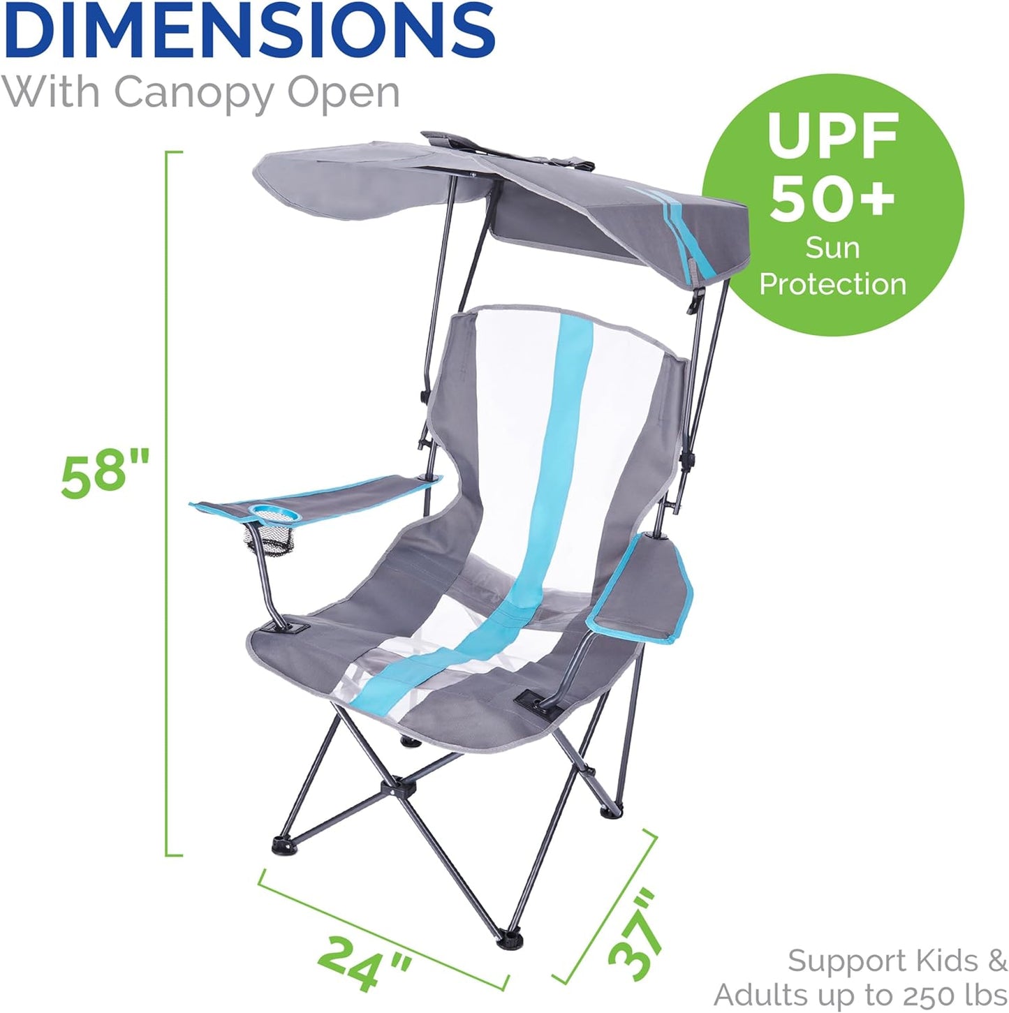 Nee Kelsyus Original Foldable Canopy Chair (Grey/Light Blue)