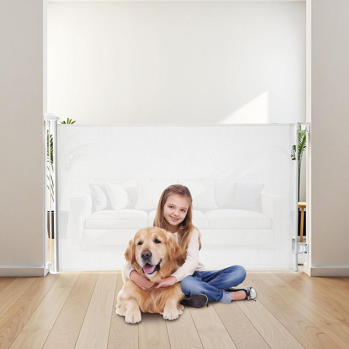 New VEVOR Retractable Baby Gate, Extends to 57 inch Wide, 38.5 inch Tall (White)