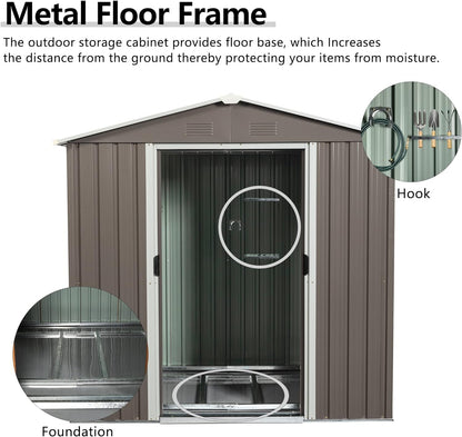 New Metal Garden Shed with Floor Frame with Sliding Door 6.4 x 4.3ft