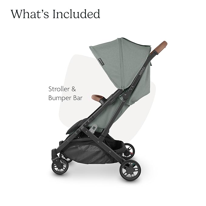 New UPPAbaby Minu V2 Travel Stroller (Green Mélange/Carbon Frame/Saddle Leather)