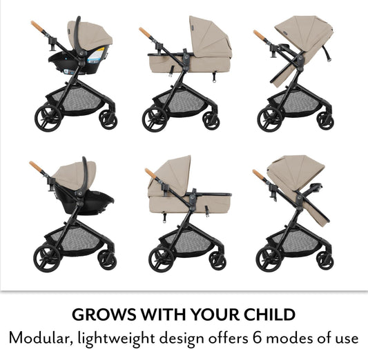 New Evenflo Pivot NXT Travel System with LiteMax NXT Car Seat (Latte Tan)