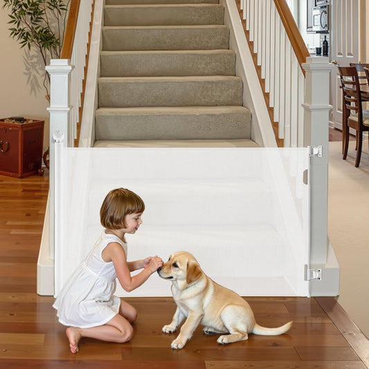 New VEVOR Retractable Baby Gate, Extends to 57 inch Wide, 38.5 inch Tall (White)