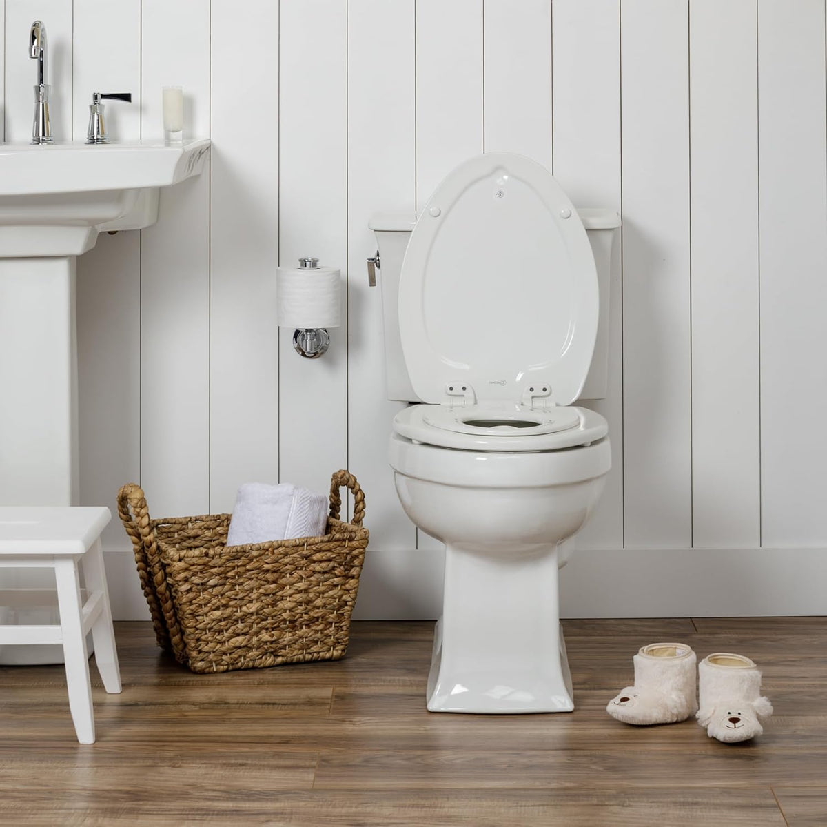 Mayfair NextStep2 Toilet Seat with Built-In Potty Training Seat (Round, White)