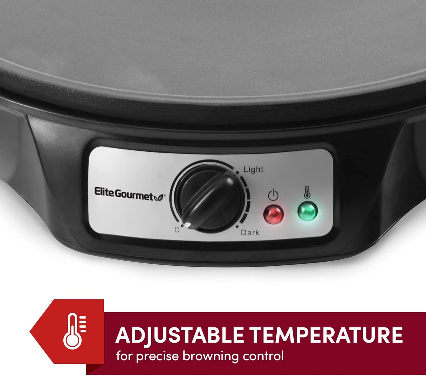 Elite Gourmet ECP-126 Electric Crepe Maker Non-stick Griddle 12" (Black)