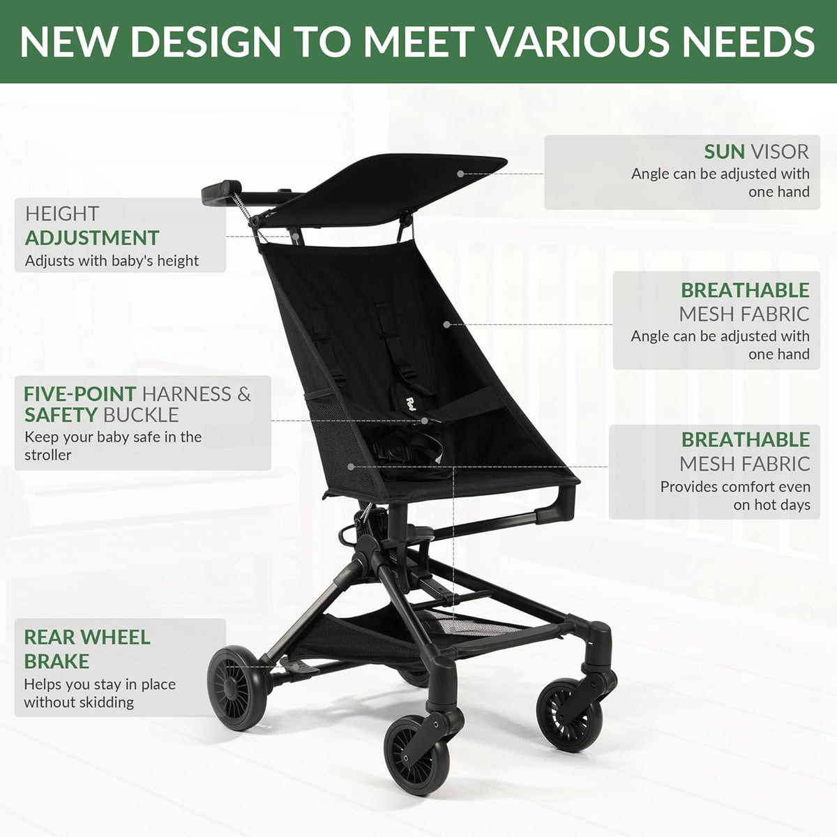 Lightweight Travel Stroller for Airplane,10.5 lbs Compact Foldable Baby Stroller (Midnight)