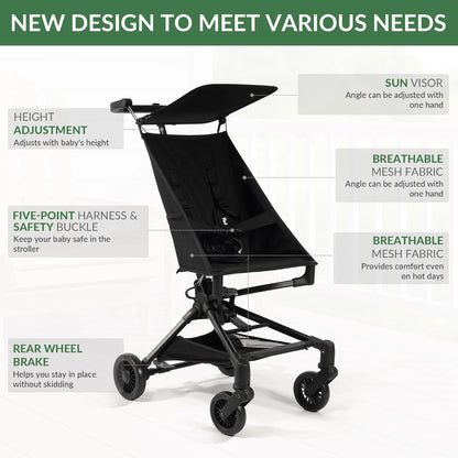 Lightweight Travel Stroller for Airplane,10.5 lbs Compact Foldable Baby Stroller (Midnight)