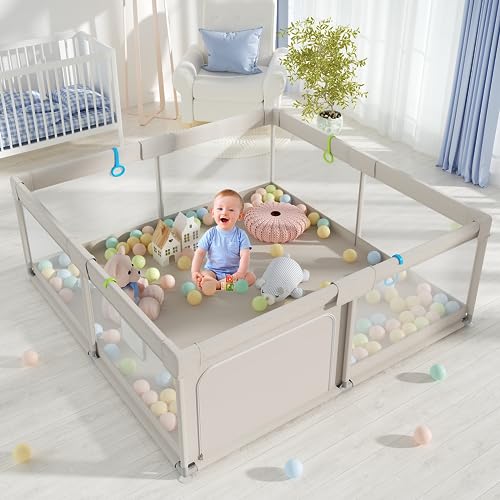 Playpen for Babies and Toddlers, Extra Large Playpen (59in x 59in Playpen Without Mat)