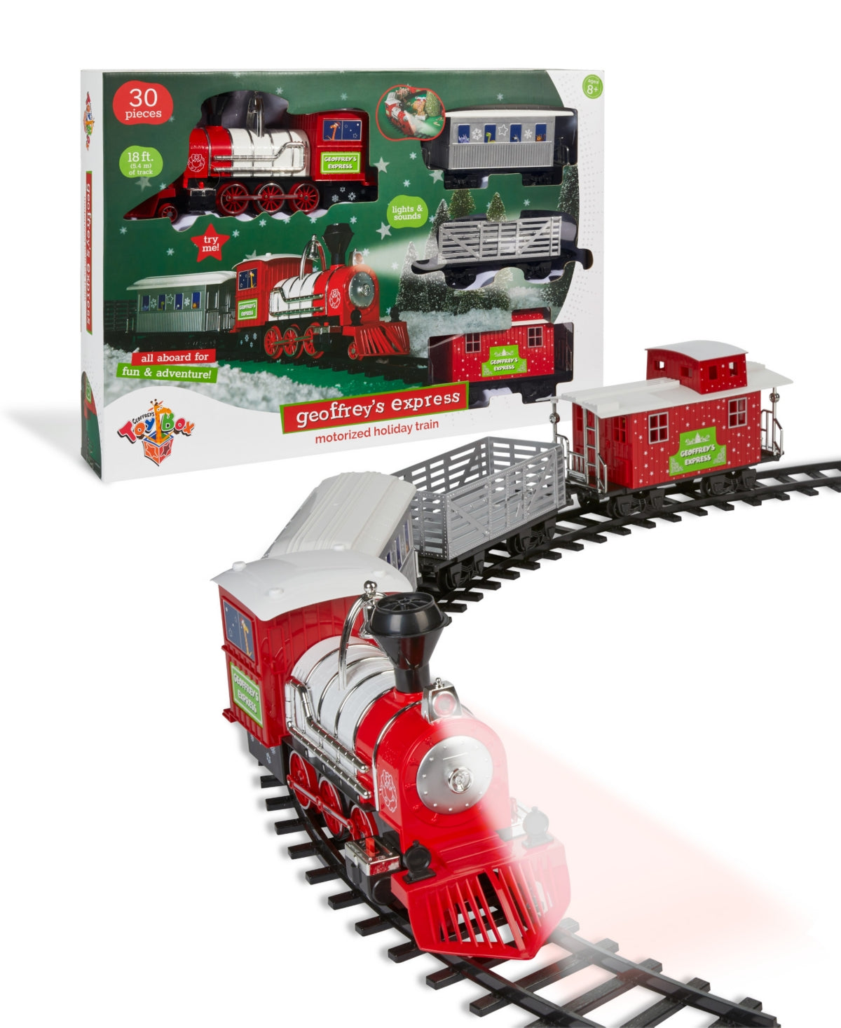 Geoffrey's Toy Box 30 Pieces Express Motorized Holiday Train