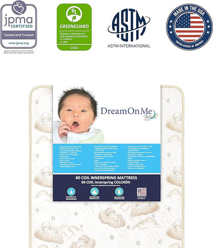 New Dream On Me Twilight 5” 2-in-1 Breathable Spring Coil Crib and Toddler Mattress