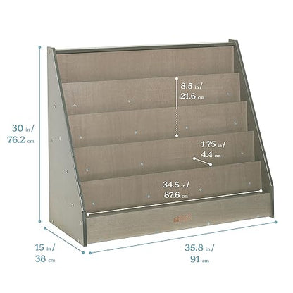 New ECR4Kids Single-Sided Book Display Bookshelf (Grey Wash)