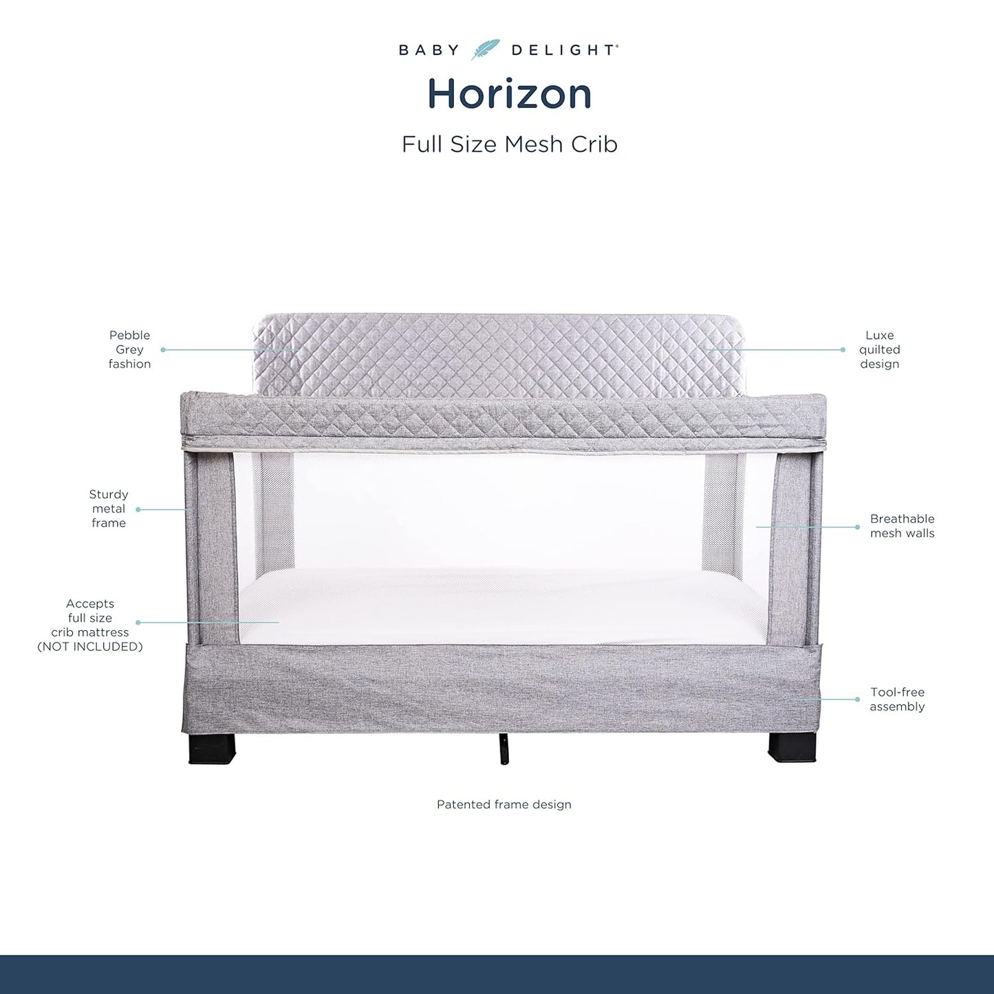 Baby Delight Horizon Full Size Crib (Grey)