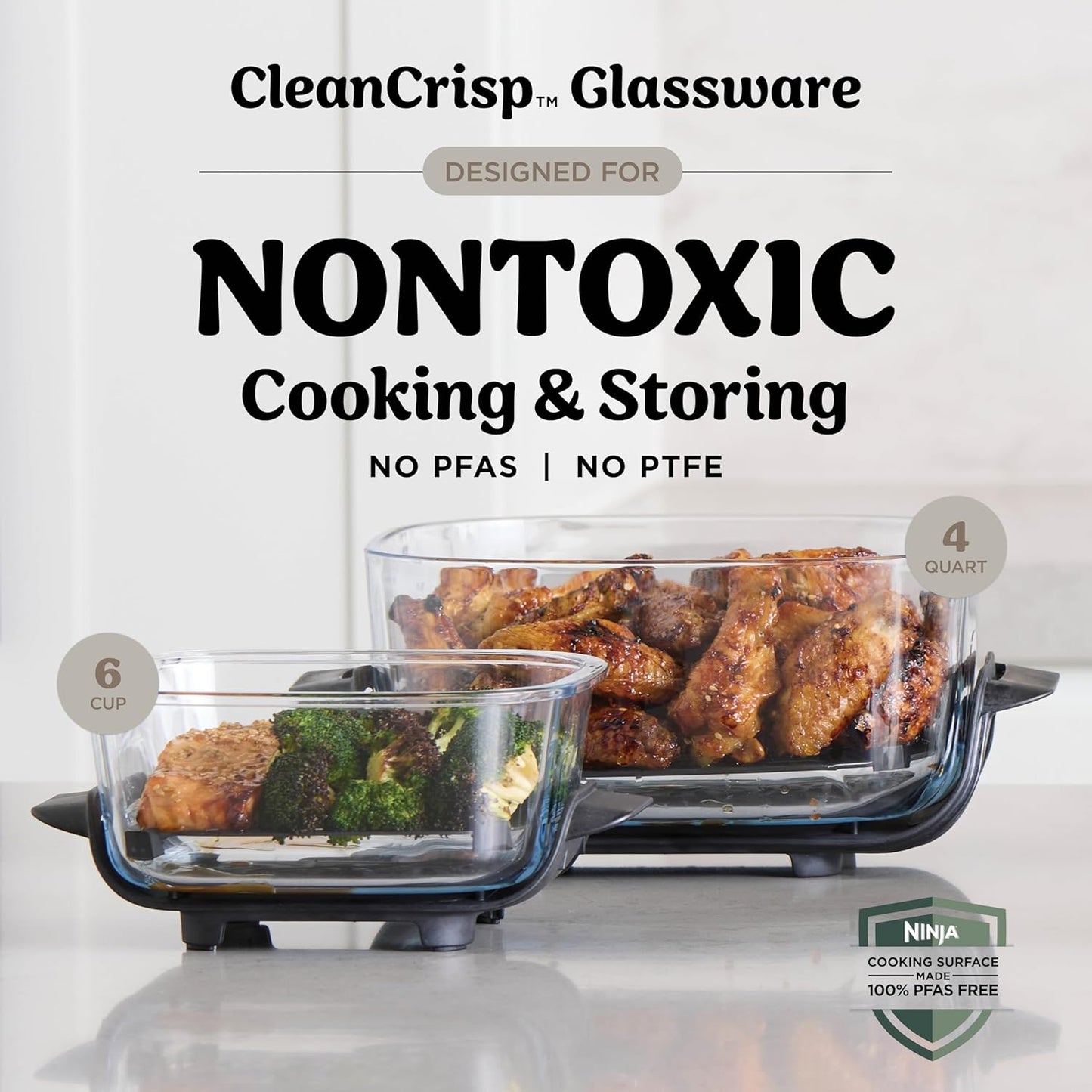 Ninja Crispi Air Fryer, Microwave, Freezer & Dishwasher Safe (Stone)