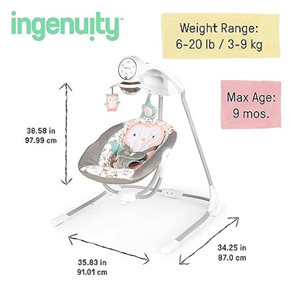 Ingenuity InLighten 5-Speed Baby Swing (Nally Owl)