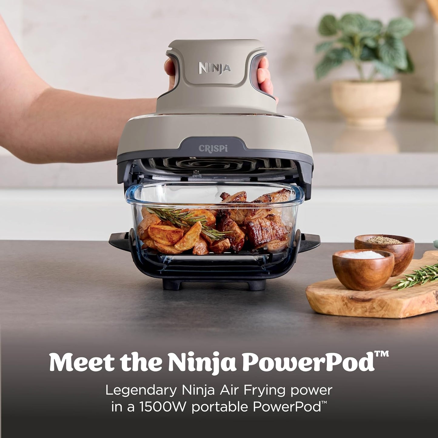 Ninja Crispi Air Fryer, Microwave, Freezer & Dishwasher Safe (Stone)