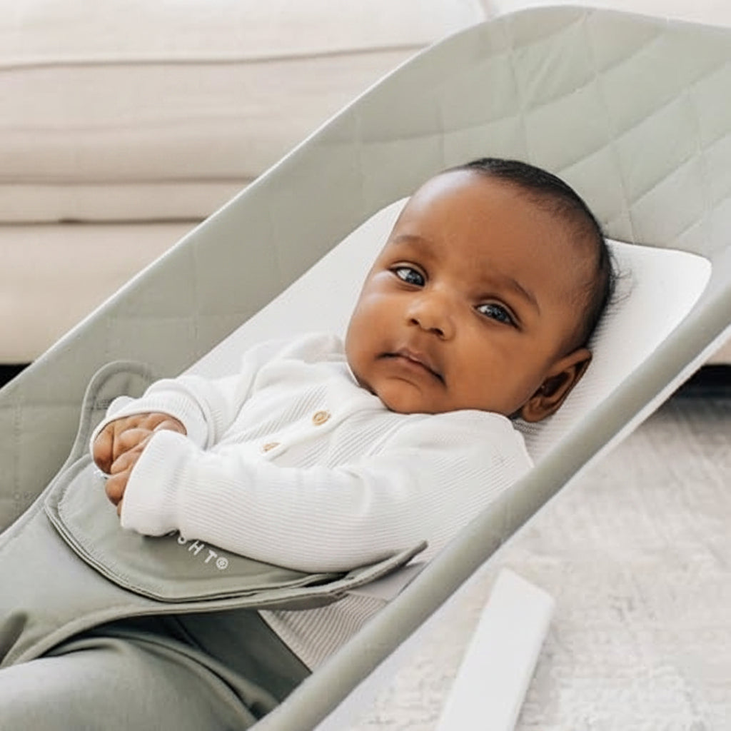 New Baby Delight Alpine Deluxe Portable Baby Bouncer (Organic Sage) - Kidsy