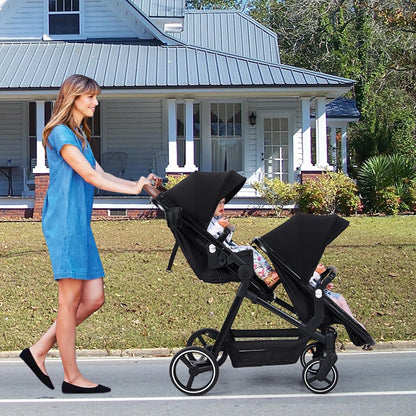 Double Tandem Stroller for Newborn & Toddler (Black)