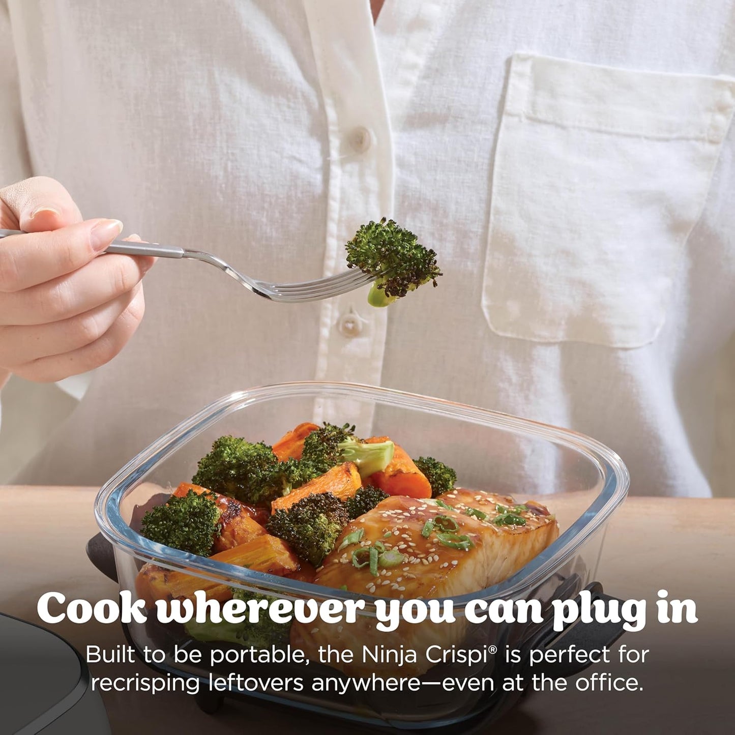 Ninja Crispi Air Fryer, Microwave, Freezer & Dishwasher Safe (Stone)