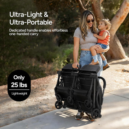 Mompush Lithe Double Stroller (Green)